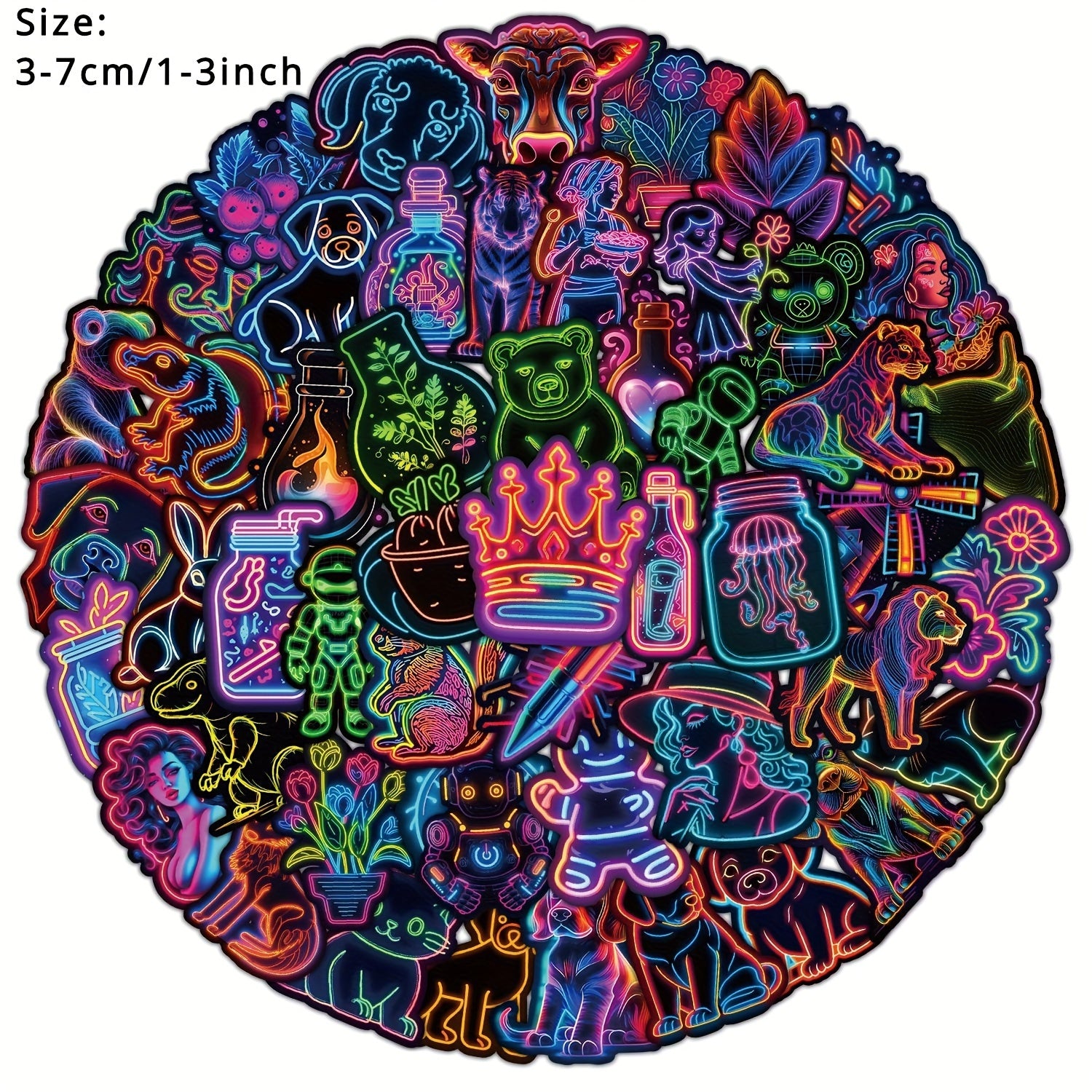 50pcs Neon Lamp Series Graffiti Stickers Waterproof DIY Creative Sticker