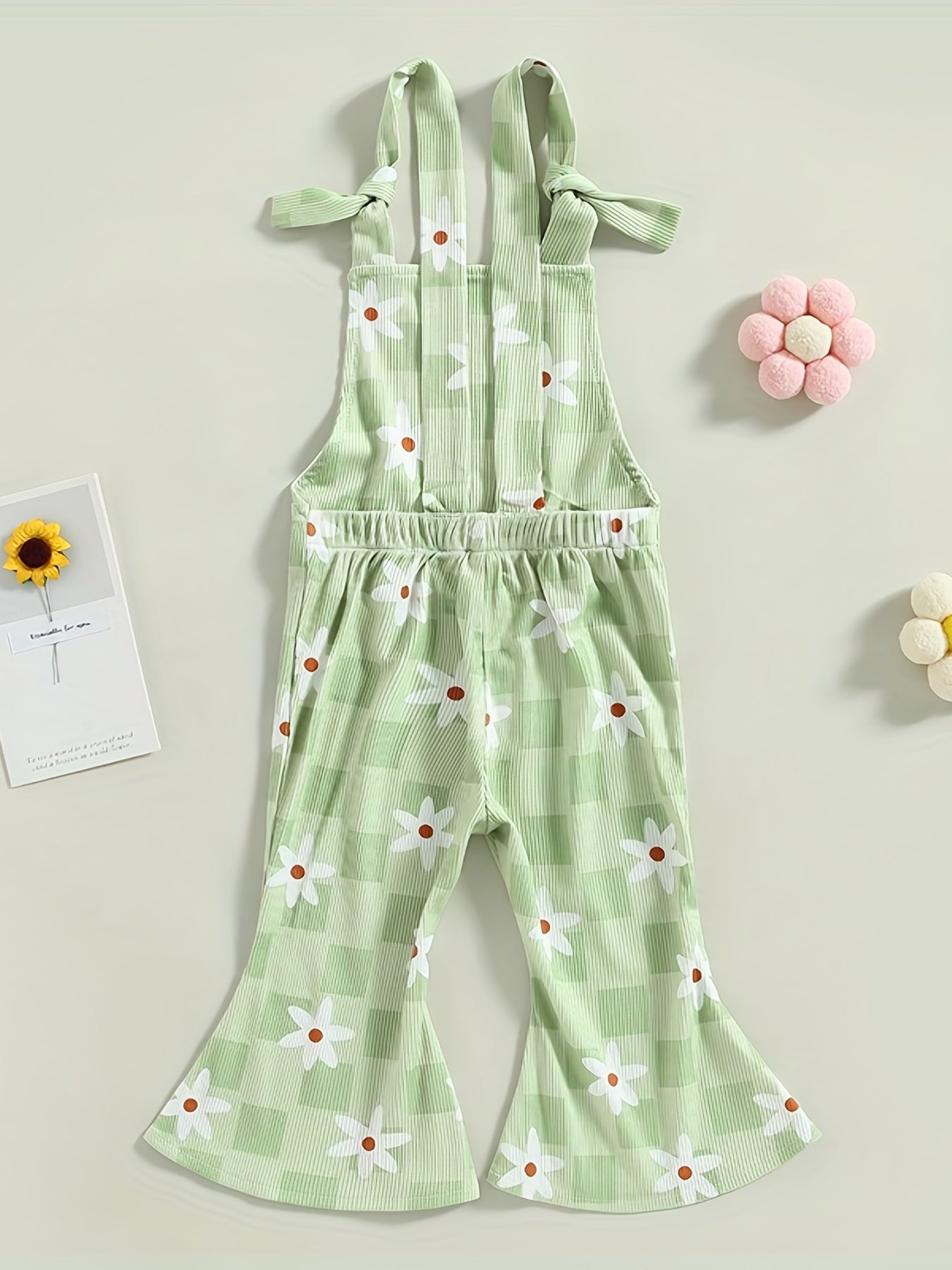 Floral Graphic Print Baby Girls Overalls for Summer