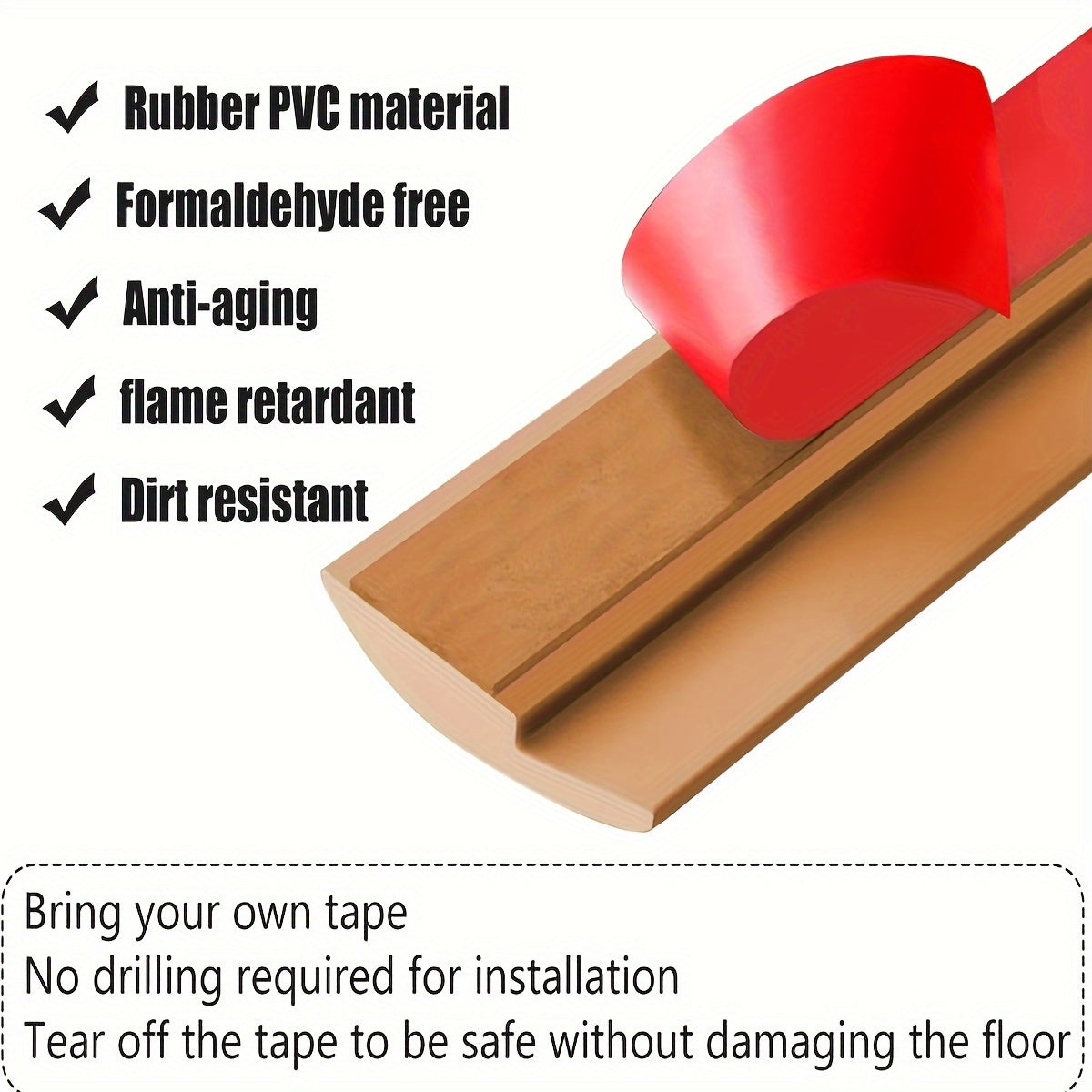 6.56ft Floor Transition Strip Self Stick Carpet & Flooring Edge Trim PVC Thresho