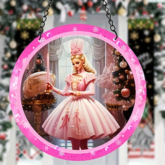 Pink Princess Christmas Suncatcher Hanging Decor