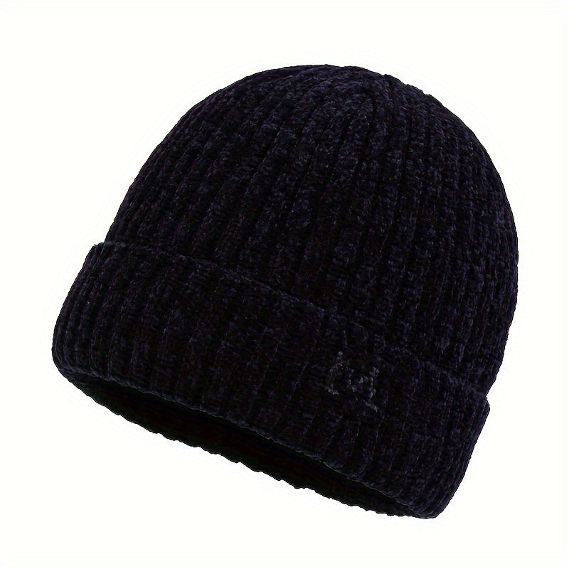 Chenille Velvet Pullover Hat Winter Windproof Knitted Hat Ski Cycling Beanie