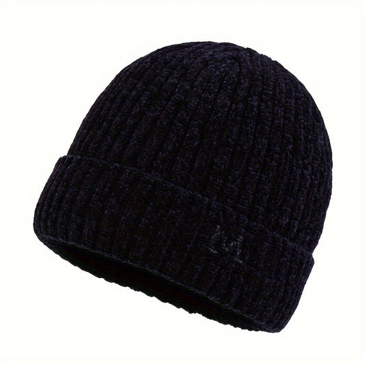 Chenille Velvet Pullover Hat Winter Windproof Knitted Hat Ski Cycling Beanie