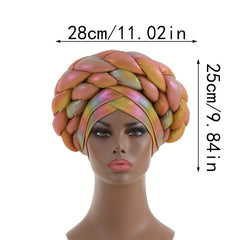 Khaki Gradient Turban Cap Double Layer Braided Hijab Hat