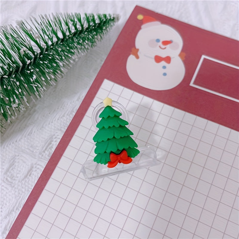 4pcs Christmas Resin Paper Clip Swallowtail Elk Snowman Clip