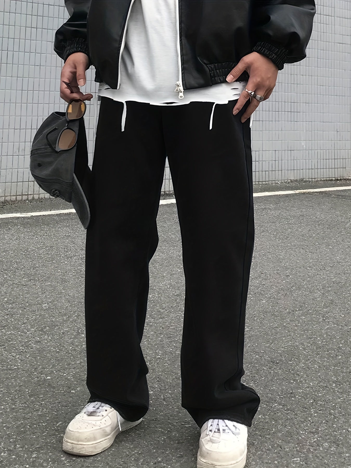 Men's Wide Leg Denim Pants Casual Loose Fit Jeans