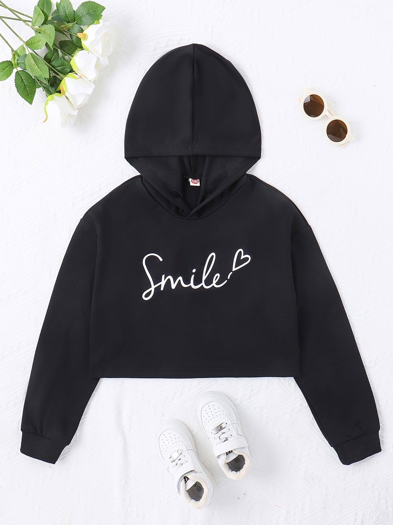 Girls Hoodie Graphic Long Sleeve Pullover Sweatshirt Crop Top Kids Clothes