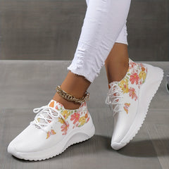 Flower & Butterfly Pattern Woven Shoes Lightweight Slip On