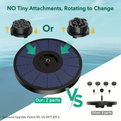 Solar Fountain 4 in 1 Nozzle 2 2W Solar Powered Pump 7 Water Styles