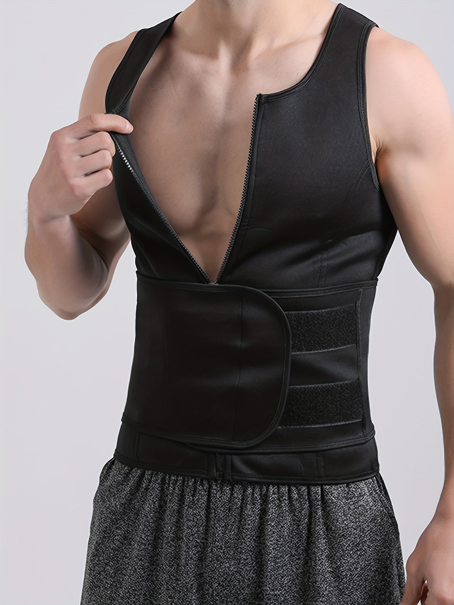 Men's Sweat Resistant Body Shaper Vest with Waist Cincher