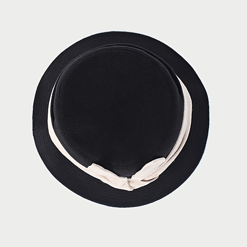Women's Warm Bow Bucket Hat Retro Autumn Winter Fisherman Hat