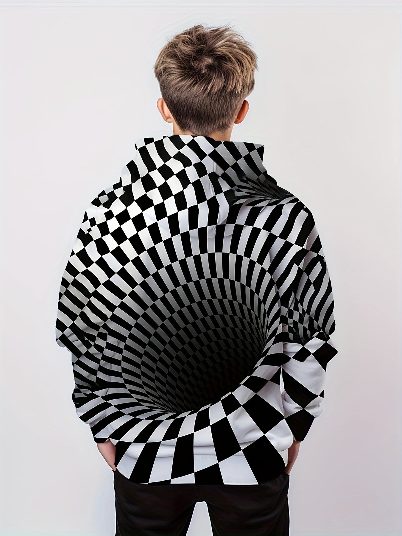 Kids Hollow Optical Illusion 3D Print Hoodie Hip Hop Street Sports Tops