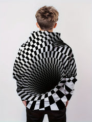 Kids Hollow Optical Illusion 3D Print Hoodie Hip Hop Street Sports Tops