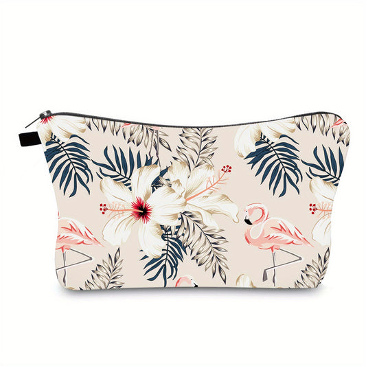 Floral Flamingo Makeup Bag Travel Cosmetic Organizer for Women Girls