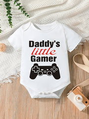Baby Boys Casual Daddy s Little Gamer Short Sleeve Onesie Clothes