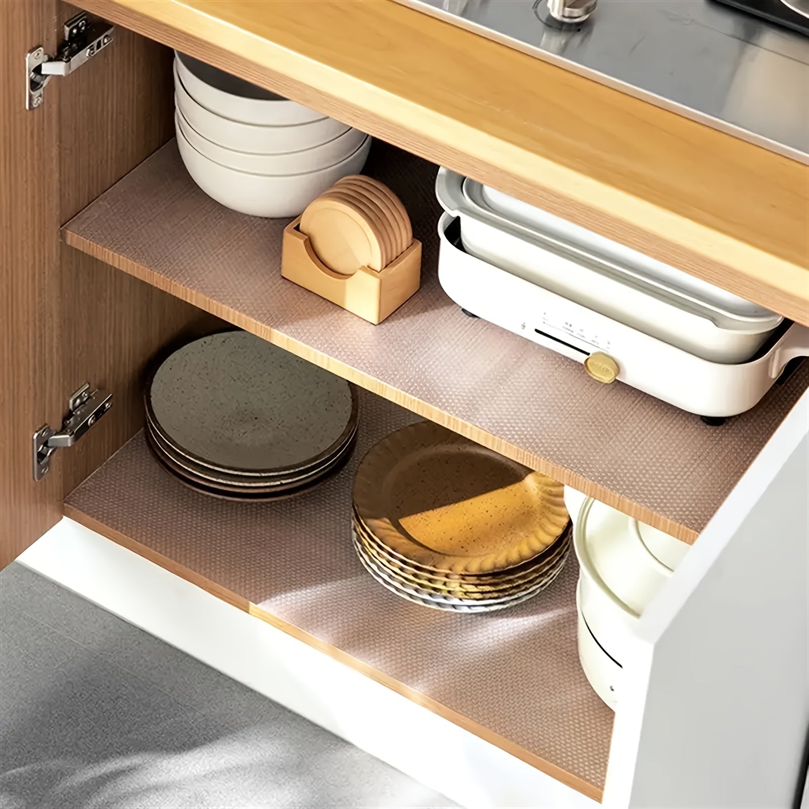 Non Adhesive Waterproof Shelf Liners for Cabinets, Desks