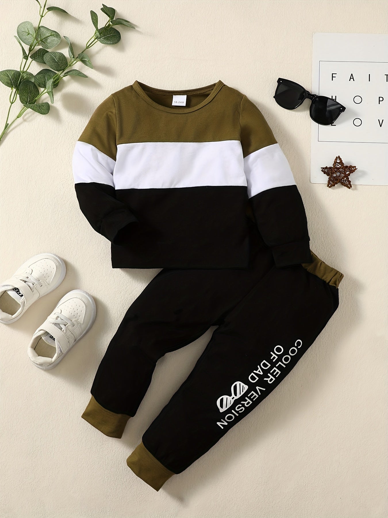 Boys Long Sleeve Sweatshirt & Sweatpants Set for Spring/Autumn