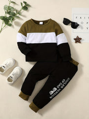 Boys Long Sleeve Sweatshirt & Sweatpants Set for Spring/Autumn
