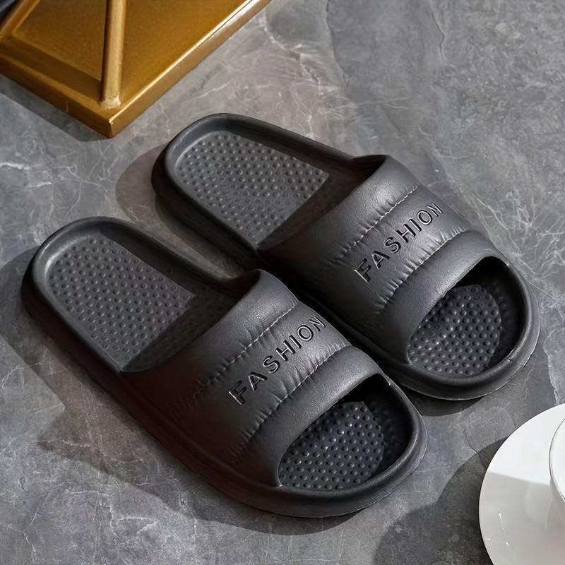 Men's Embossed Letter Slides Non Slip Slippers