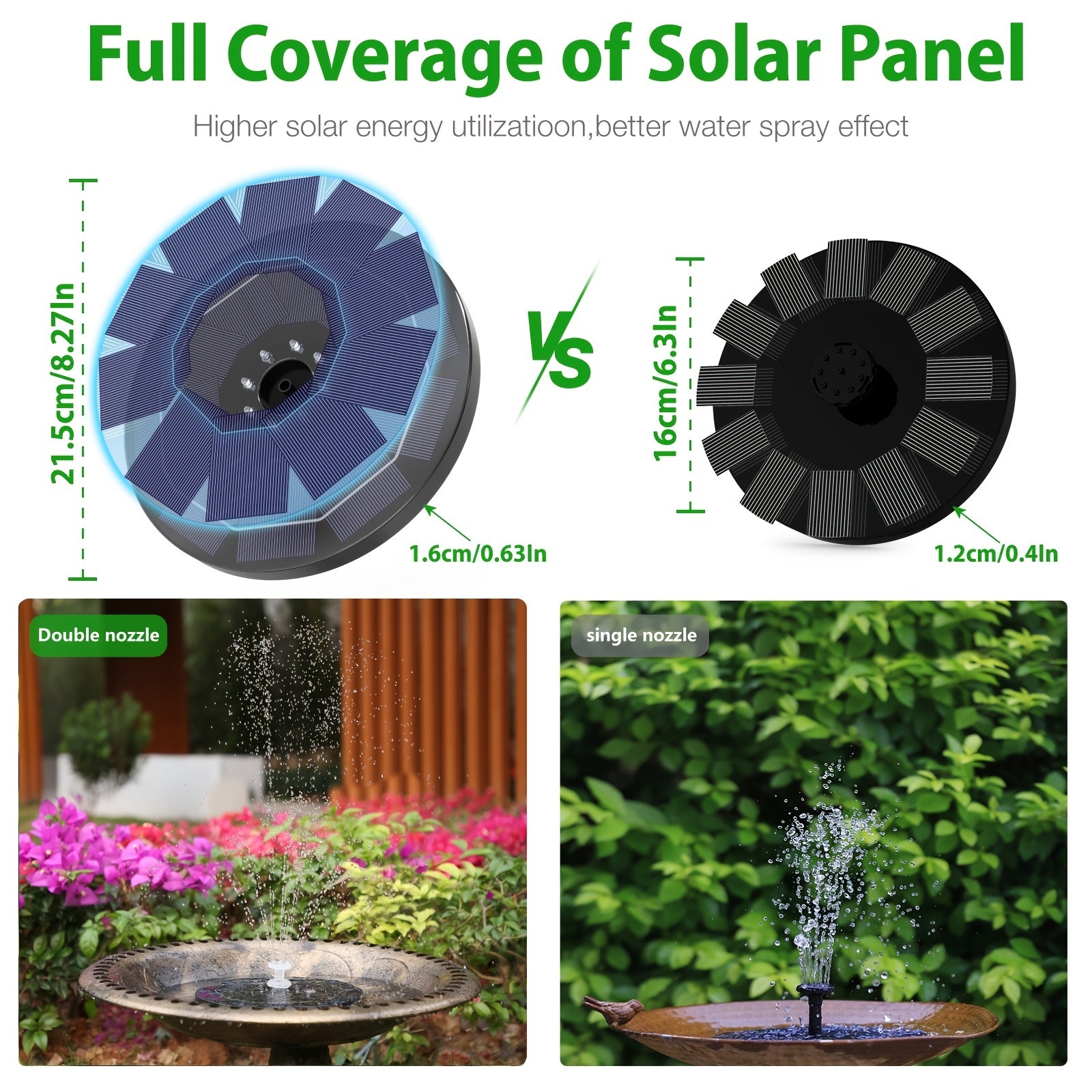 5W LED Solar Fountain Pump with LED Light for Birdbaths & Garden Decor