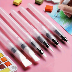6pcs Watercolor Pens with Soluble Tips & Flat Brush Heads for Painting