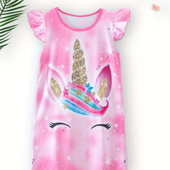 Girls Unicorn Tie Dye Print Nightdress Sleeveless PJ