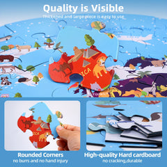 Animal Floor Puzzle - Educational Round with Vibrant Patterns