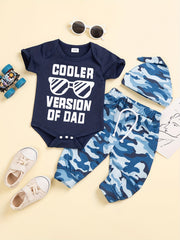 Infant Boys Cooler Dad Short Sleeve Onesie & Pants & Hat Set