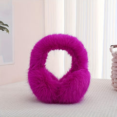 Women's Acrylic Faux Fur Earmuffs, Hand Washable, Warm Ear Protectors, Foldable