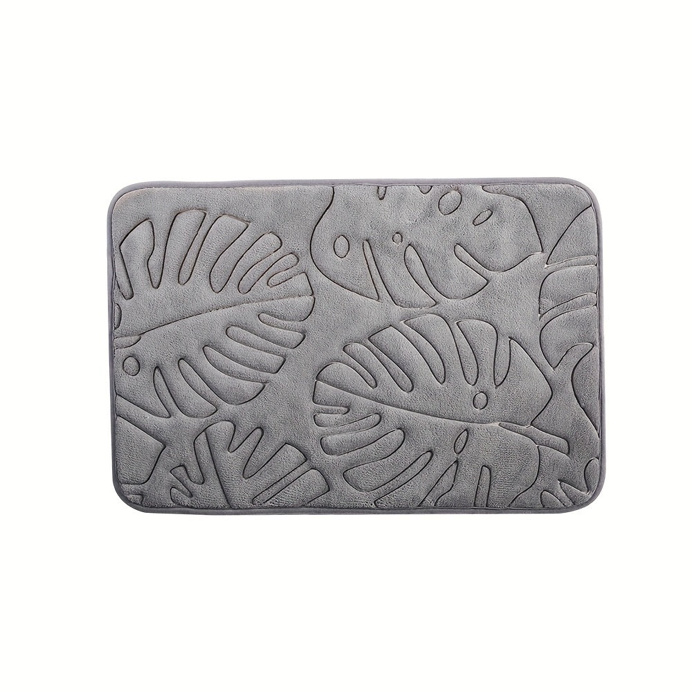 Leaf Pattern Bath Rug Memory Foam Absorbent Bath Mat