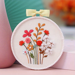Plant Flower Embroidery Cross Stitch DIY Material Bag Set
