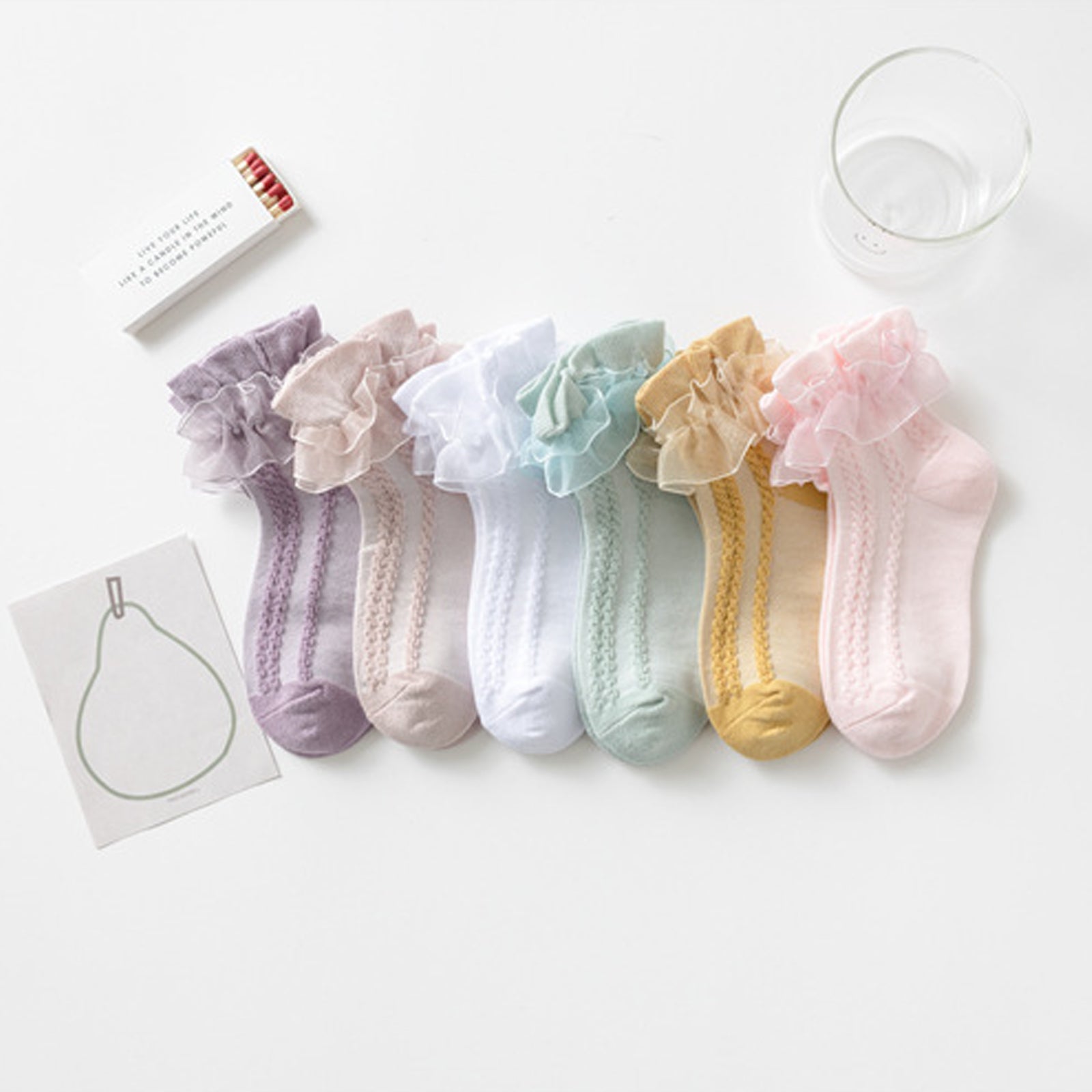 Girls Solid Lace Socks Set 6pairs