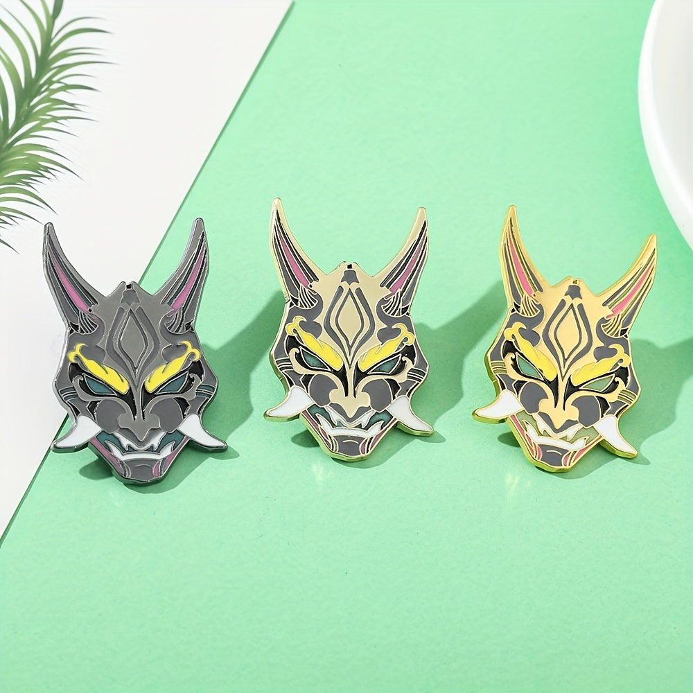 3pcs Cartoon Mask Brooches For Girls Enamel Brooch Fluorescent Metal Badge