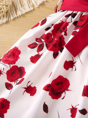 Sweet Rose Floral Tank Dress Girls Romantic Sleeveless A Line Casual Party Valen