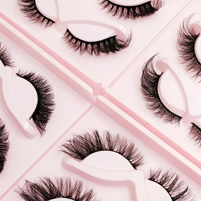 5 Pairs Cat Eye Lashes 20mm Fluffy False Eyelashes Soft Winged End Extension