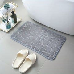 Memory Foam Bathroom Rug Cobblestone Embossed Coral Fleece Bath Mat