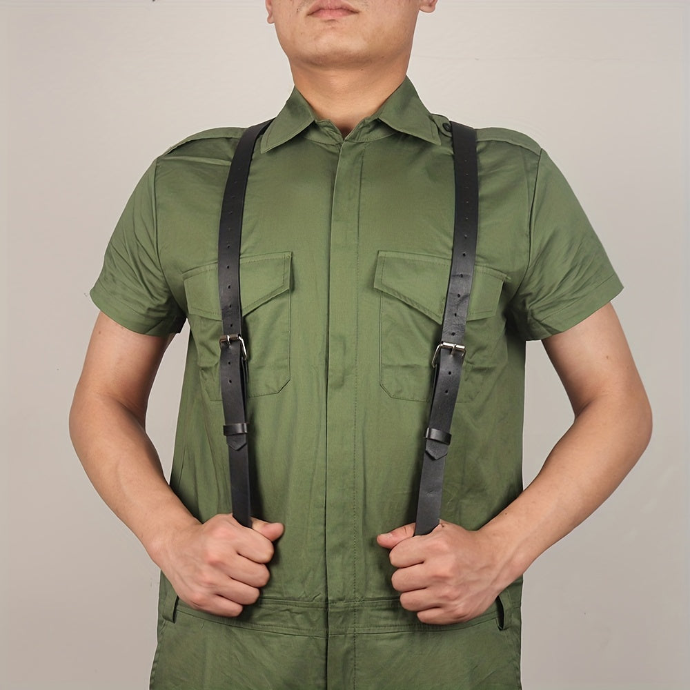 Men's Decorative Leather Suspenders Adjustable British Style