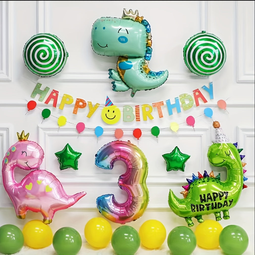 Crown Dinosaur Foil Balloon for Birthday Party Decoration