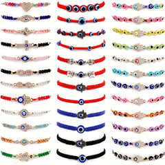 36pcs Evil Eye Bracelets Pack For Women Girls Adjustable Bracelets