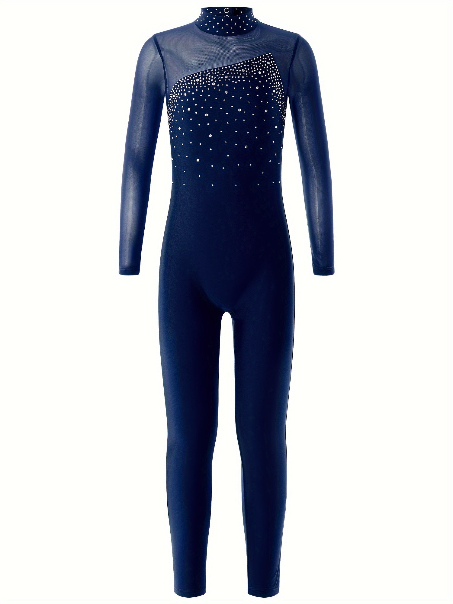 Girls Long Sleeve Turtleneck Jumpsuit for Gymnastics