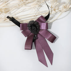 Baroque Style Purple Crystal Pendant Bow Tie