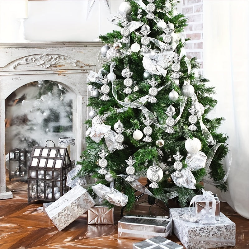 6pcs Silvery Plating Candy Hanging Ornament Christmas Party Decoration