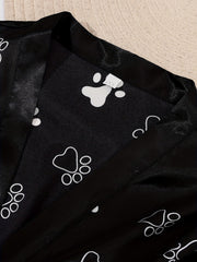 Dog Paw Print Cami Dress & Robe Set