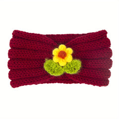 Knitted Headband Small Flower Hairband for Baby Kids Girls