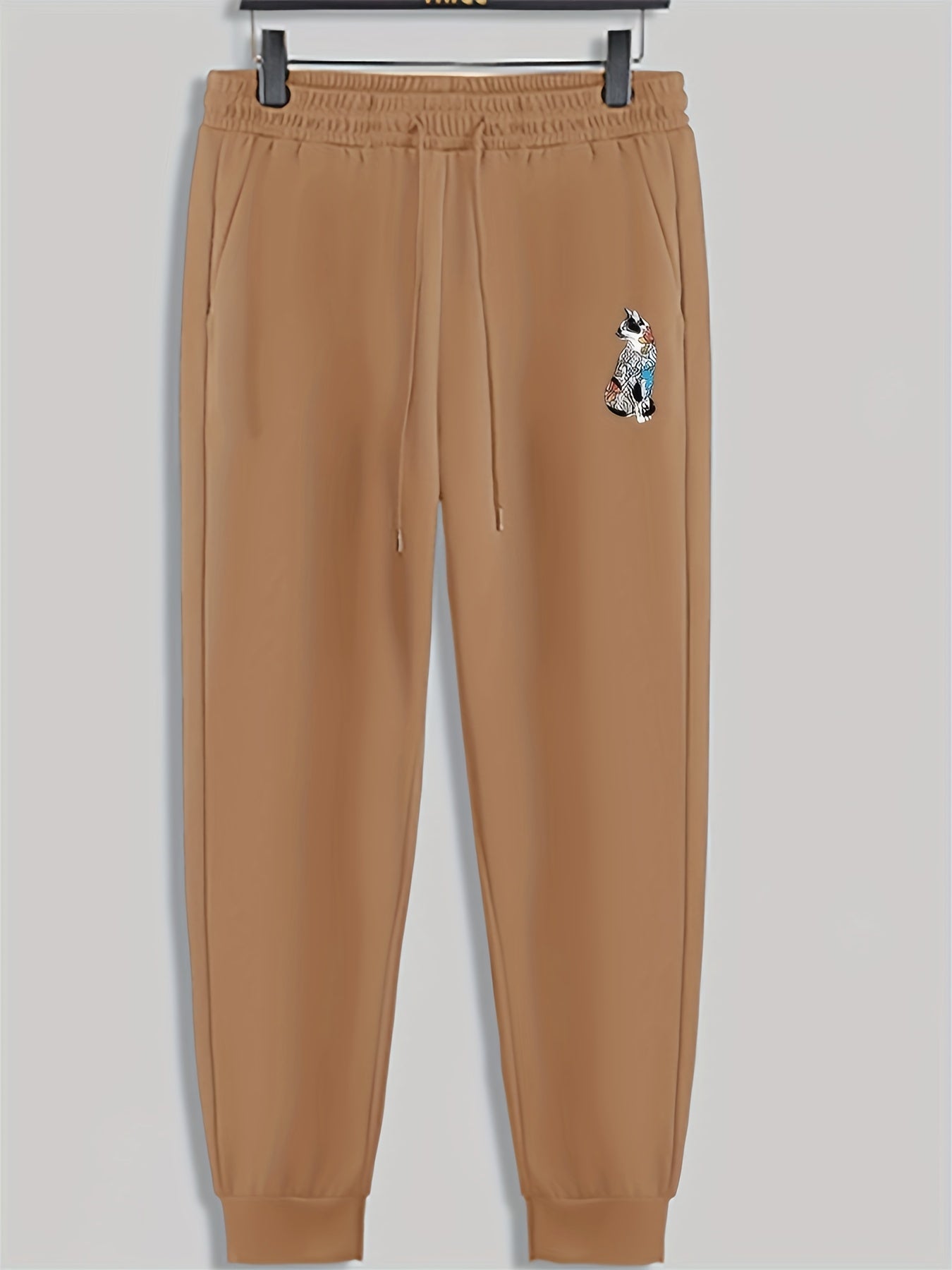 Dog Print Men's Drawstring Sweatpants for Spring Autumn