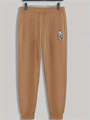 Dog Print Men's Drawstring Sweatpants for Spring Autumn