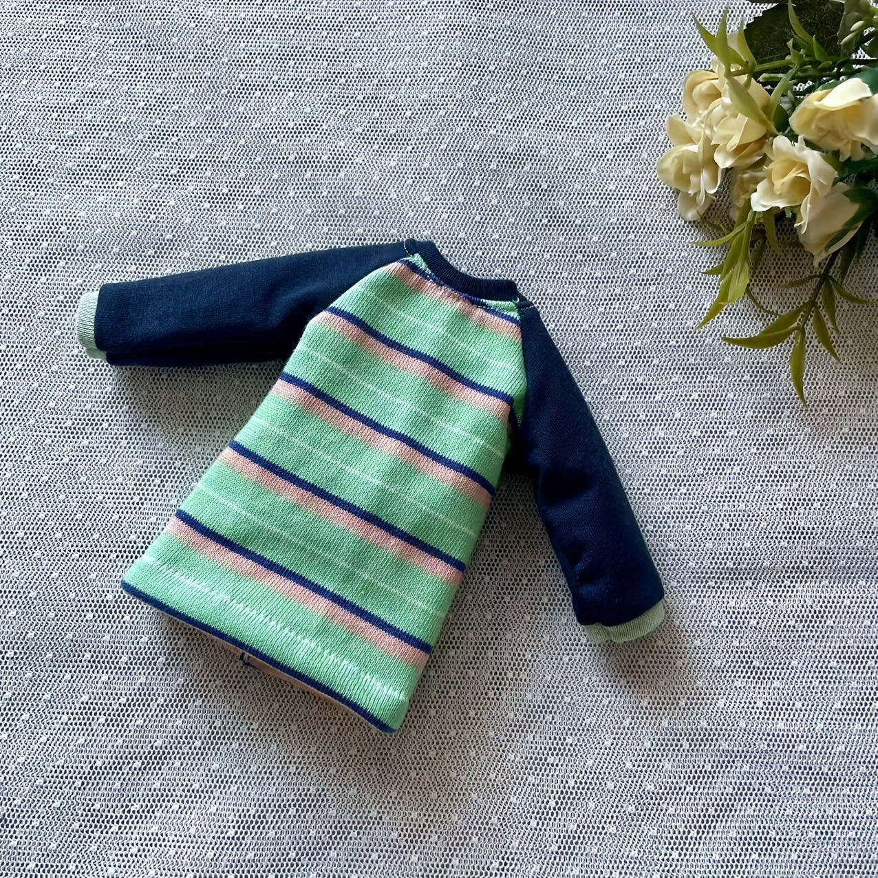 Striped Sweater Jeans Girls Long Dress Doll Clothes Set