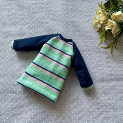 Striped Sweater Jeans Girls Long Dress Doll Clothes Set