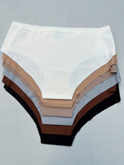 6pcs Seamless Solid Briefs Stretchy Intimates Panties Women's Lingerie