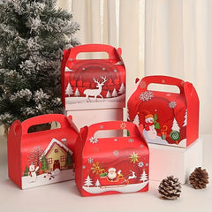5pcs Christmas Cardboard Holiday Packaging Box For Cake Biscuit