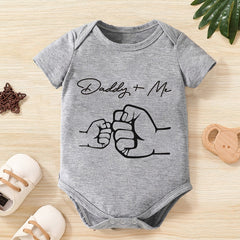 Baby Boys Casual Daddy Me Print Romper Short Sleeve Crew Neck Bodysuit